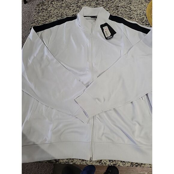 NWT Solaris Men's 4XT Collar‎ Tracksuit Jacket White Stripe Full Zip Up - Picture 1 of 11